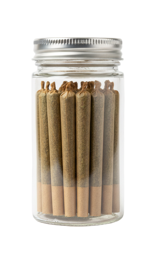 20 pack jar of hemp prerolls 